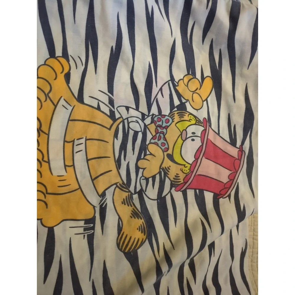 Vtg 1978 Party Garfield Zebra Print Double Sided Pillow Case